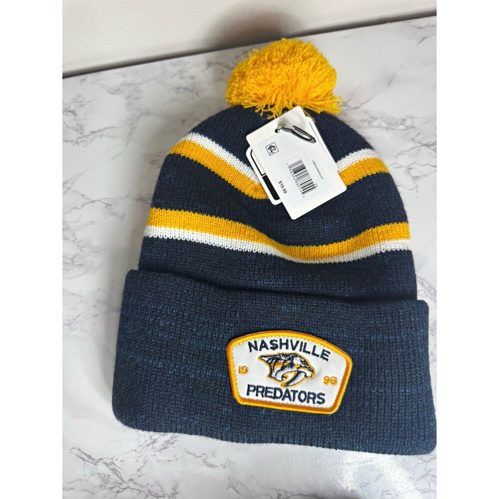 Nashville Predators NHL Knit Pom Hat Blue/Yellow/White Officially Licensed